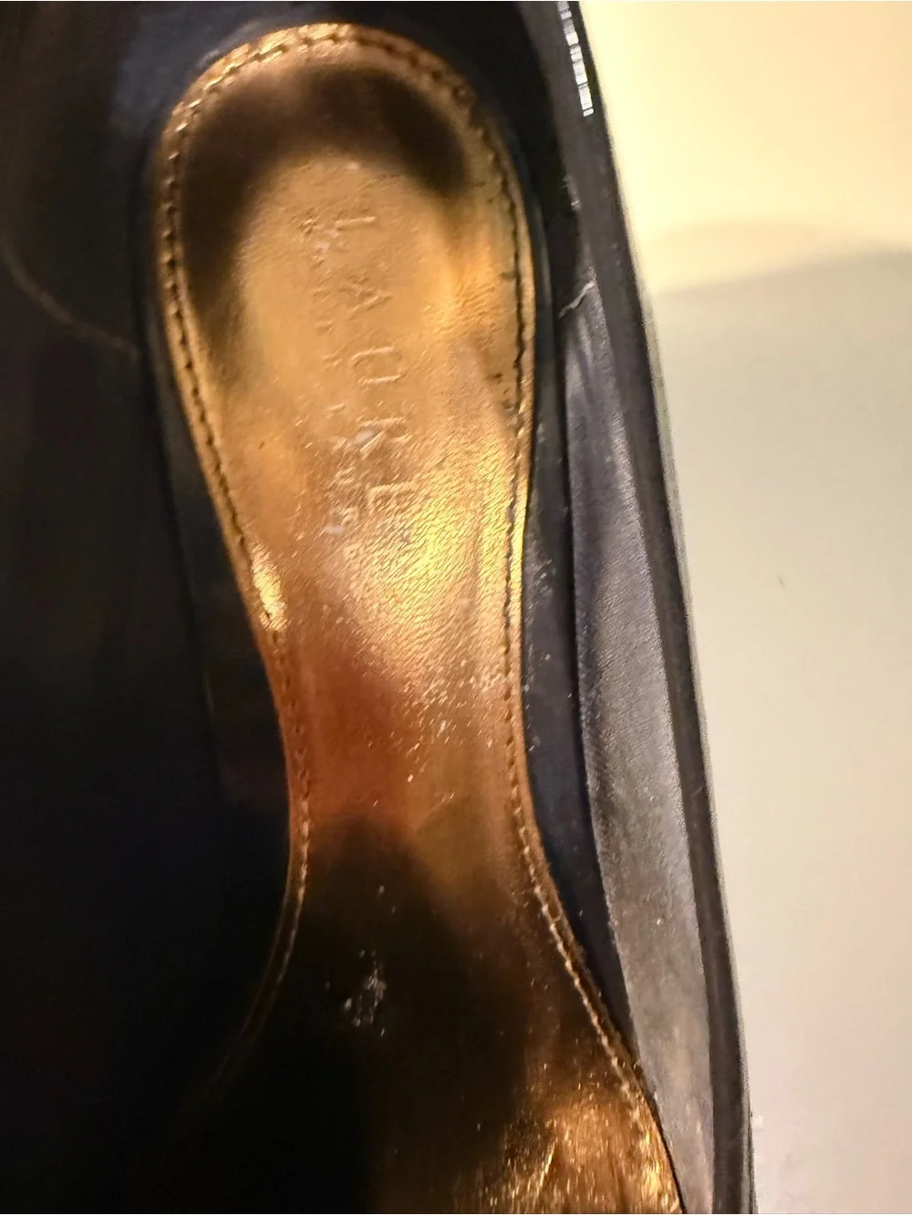 Lauren Ralph Lauren  navy  Patent Leather wedge Loafers with Gold Hardware